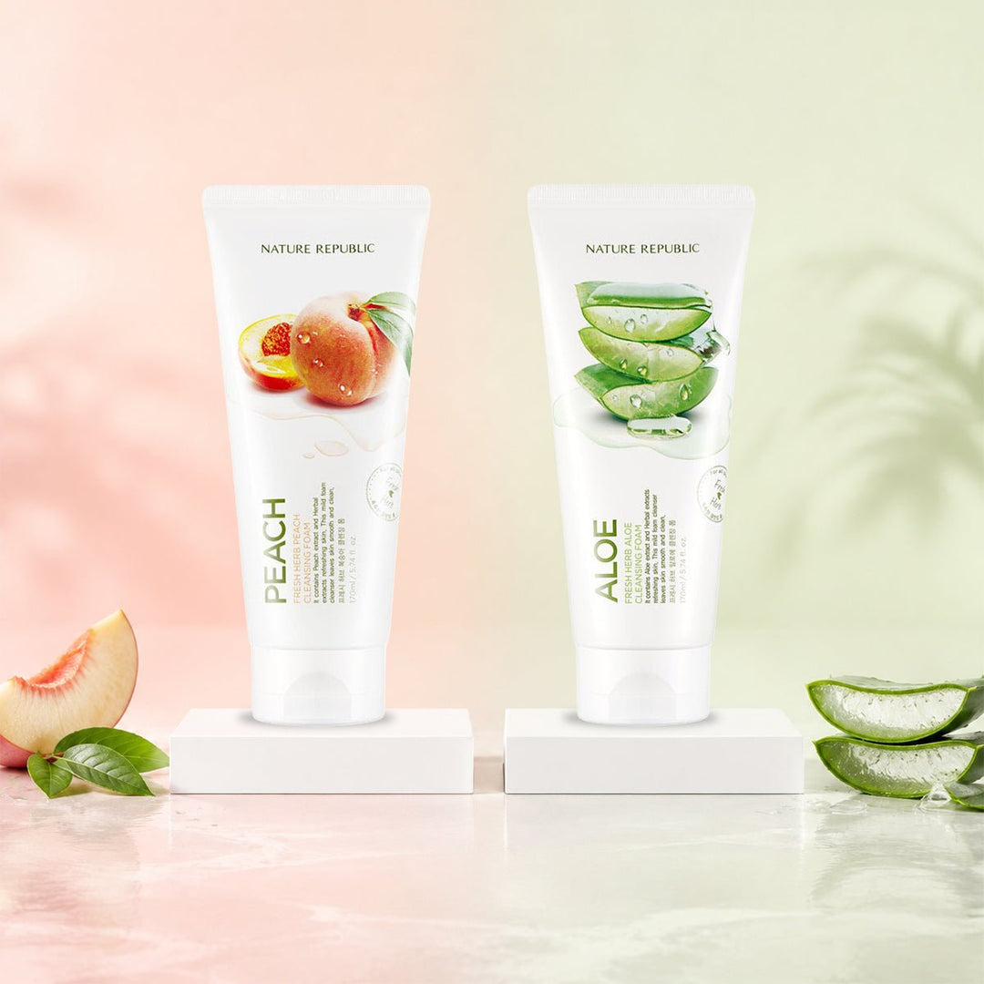 Find Your Fresh Herb Foam Cleanser - Aloe, Peach, Snail - Nature Republic
