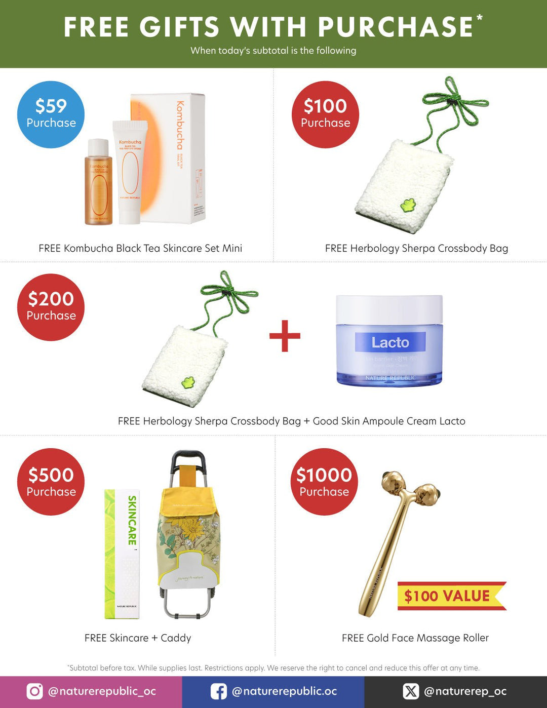 Free Gifts with Purchase In-Store - Nature Republic