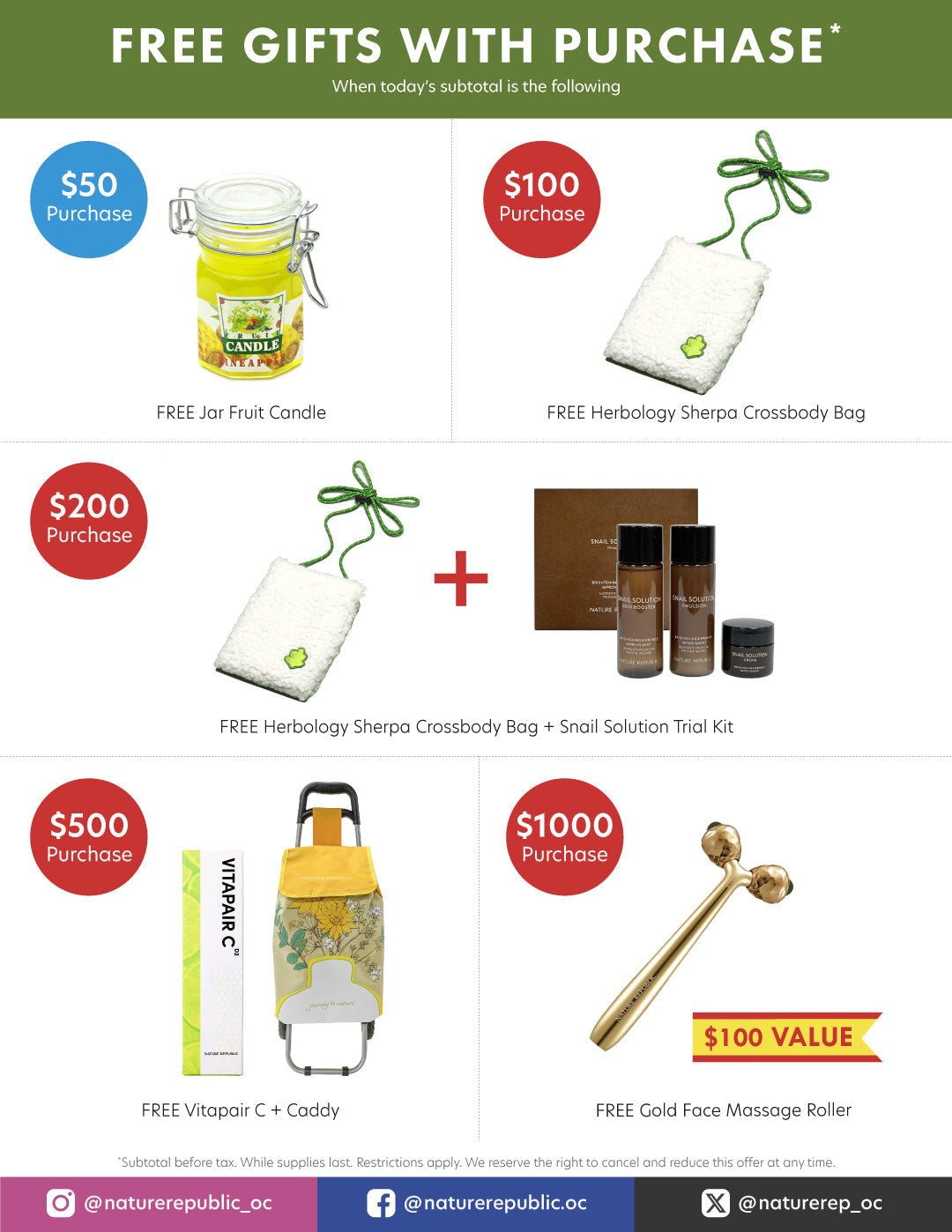 Free Gifts with Purchase In-Store - Nature Republic