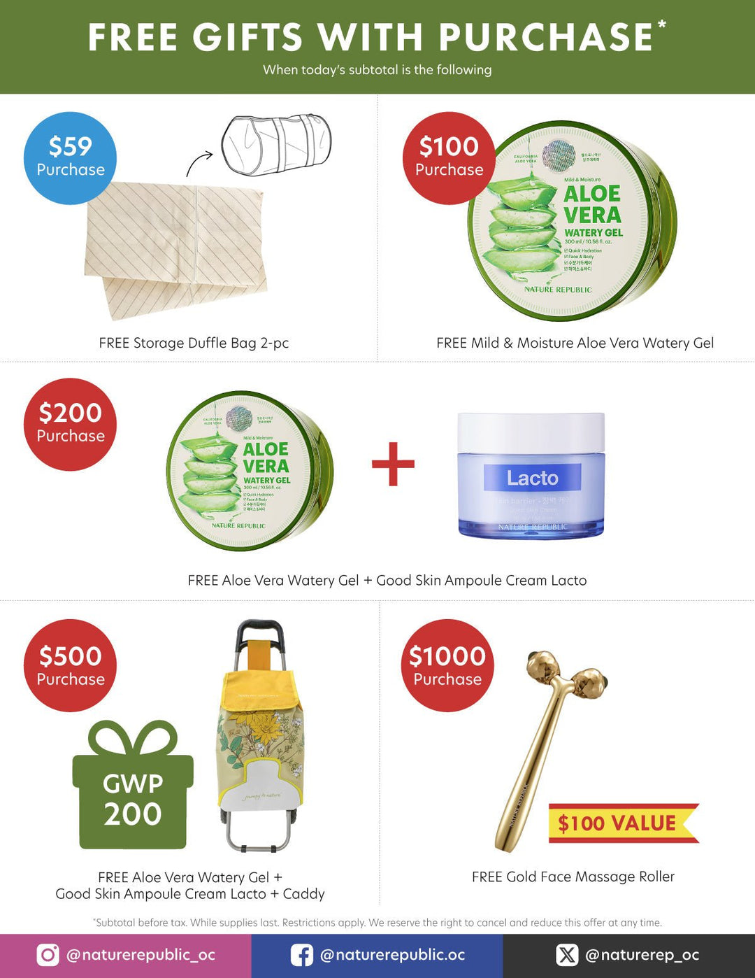 Free Gifts with Purchase In-Store - Nature Republic
