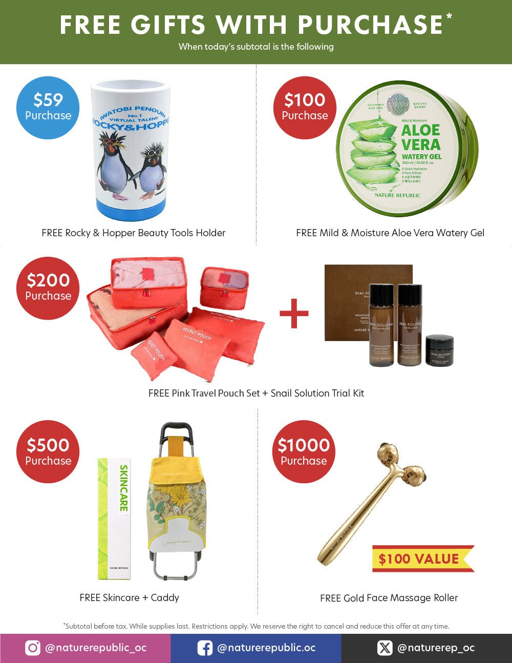 Free Gifts with Purchase In-Store - Nature Republic