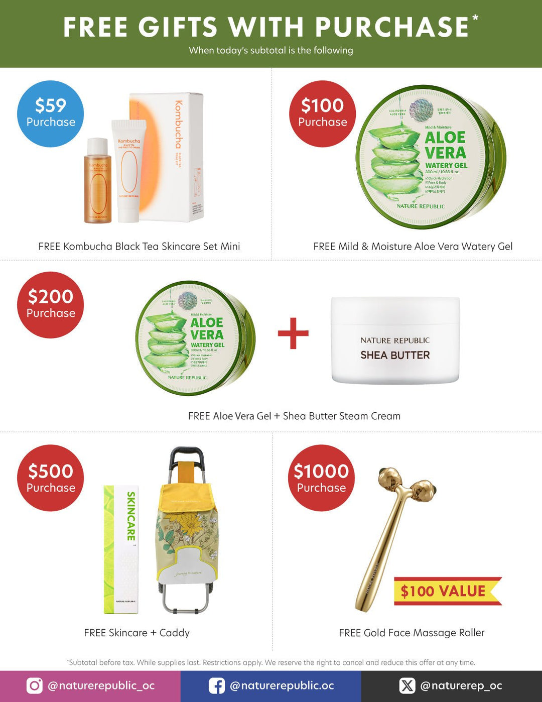 Free Gifts with Purchase In-Store - Nature Republic