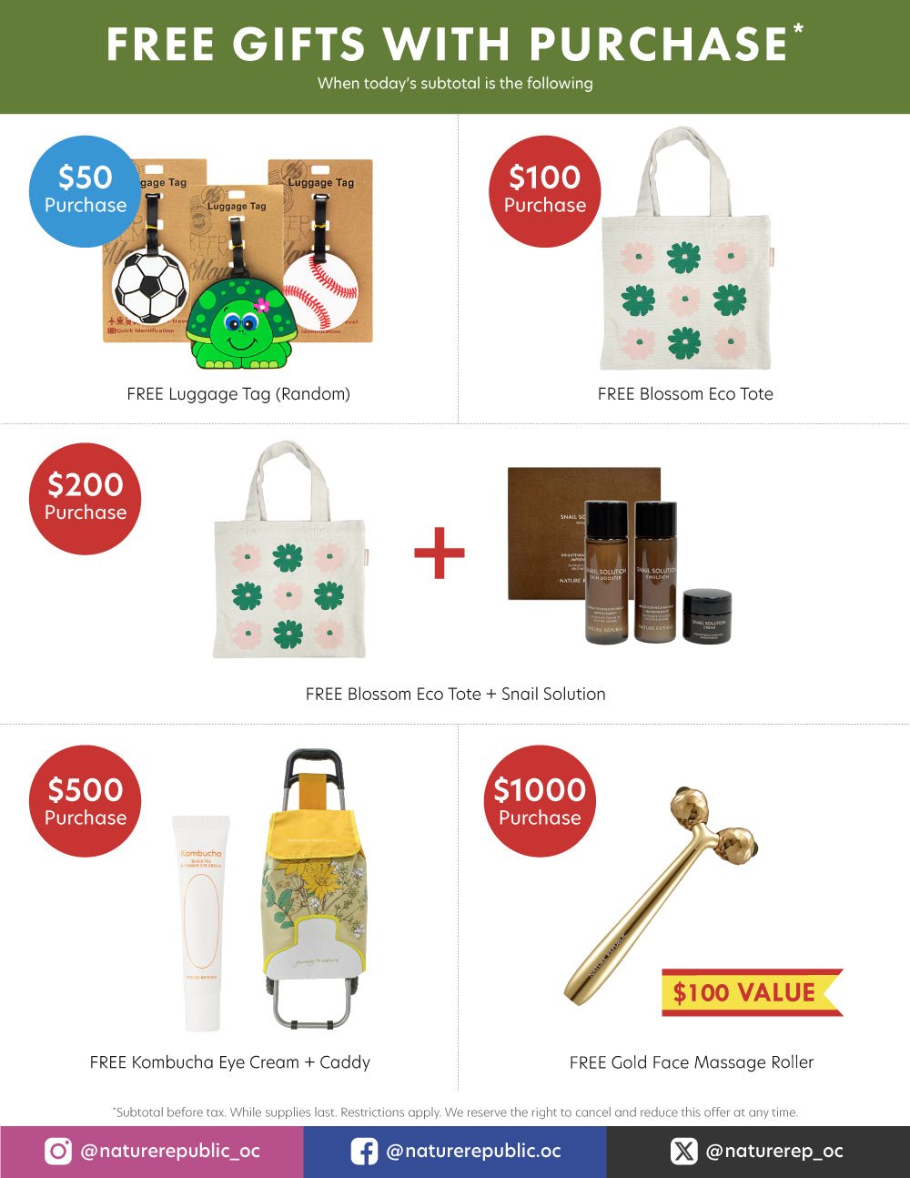 Free Gifts with Purchase In-Store - Nature Republic