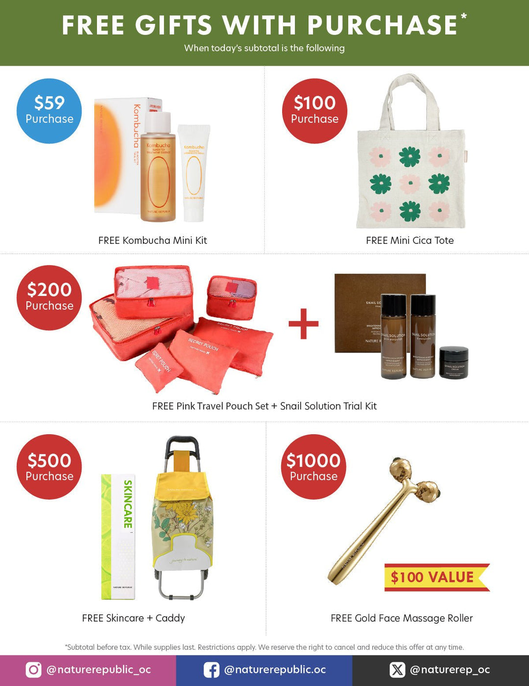 Free Gifts with Purchase In-Store - Nature Republic