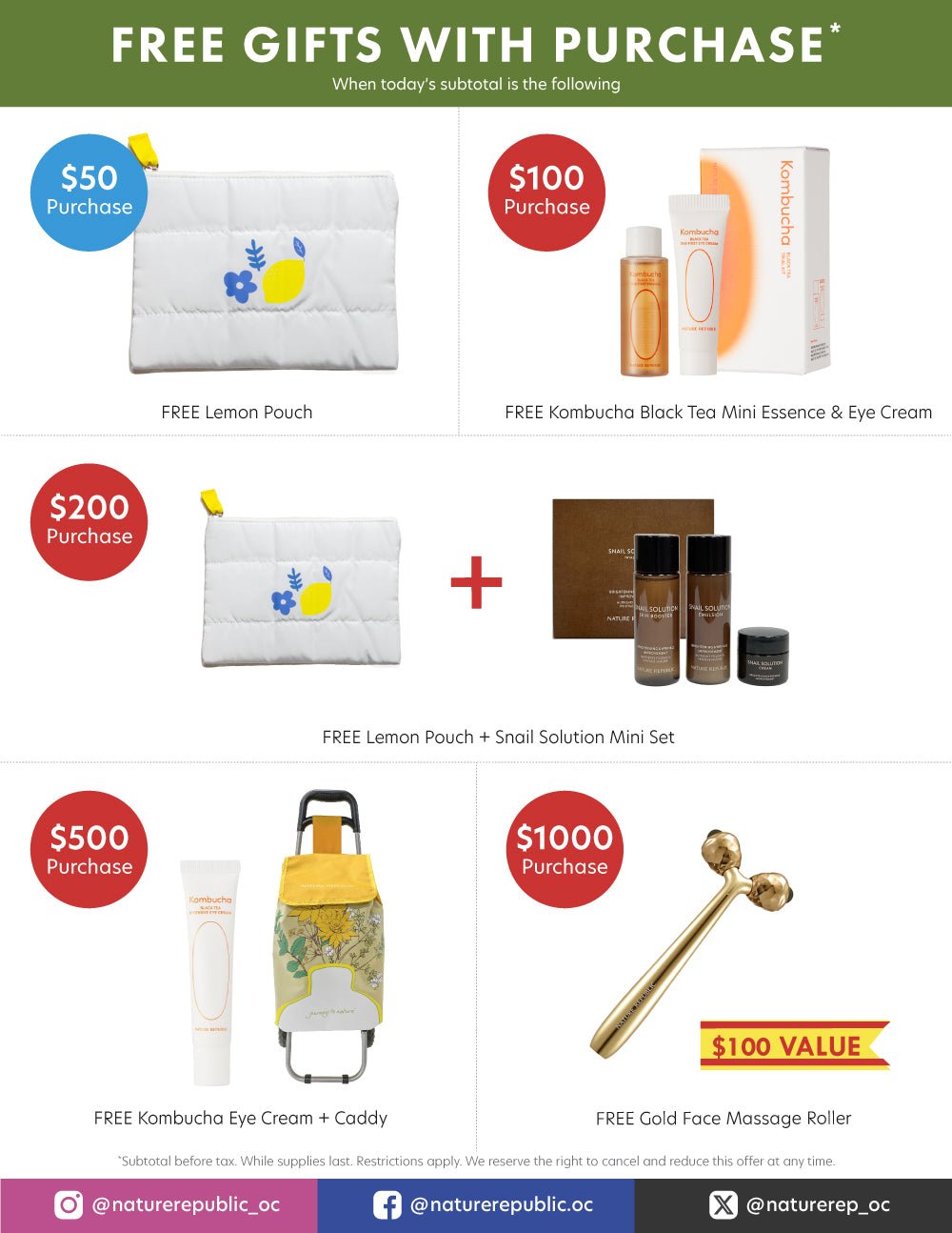 Free Gifts with Purchase In-Store Only - Nature Republic