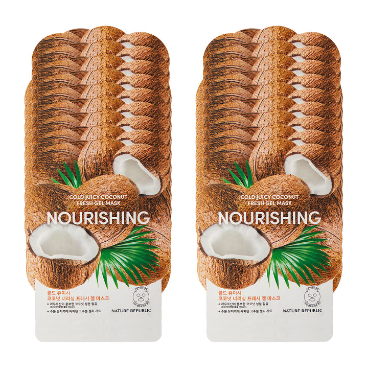 Cold Juicy Fresh Gel Mask Sheet Coconut Nourishing Bundle Set (20-Pack)