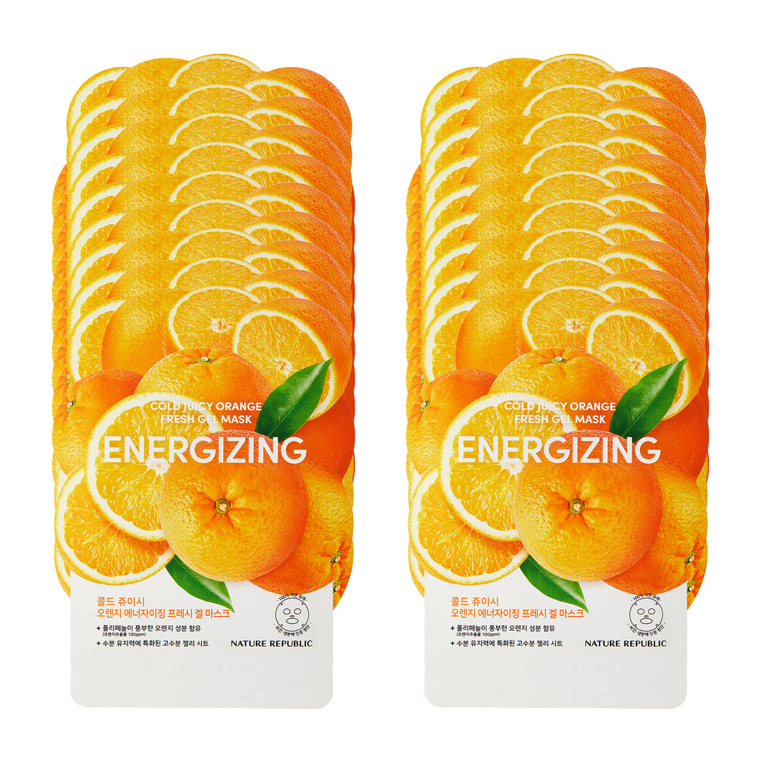 Cold Juicy Fresh Gel Mask Sheet Orange Energizing Bundle Set (20-Pack)