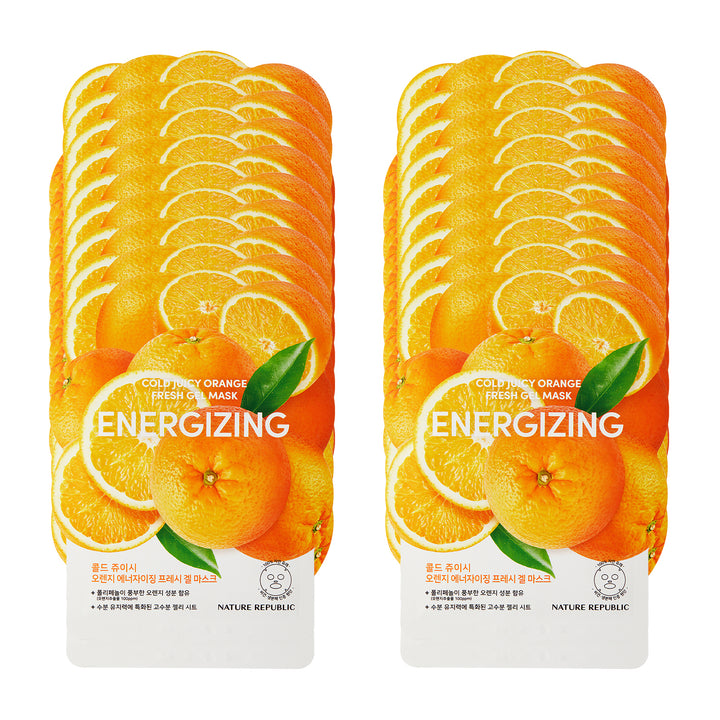 Cold Juicy Fresh Gel Mask Sheet Orange Energizing Bundle Set (20-Pack)