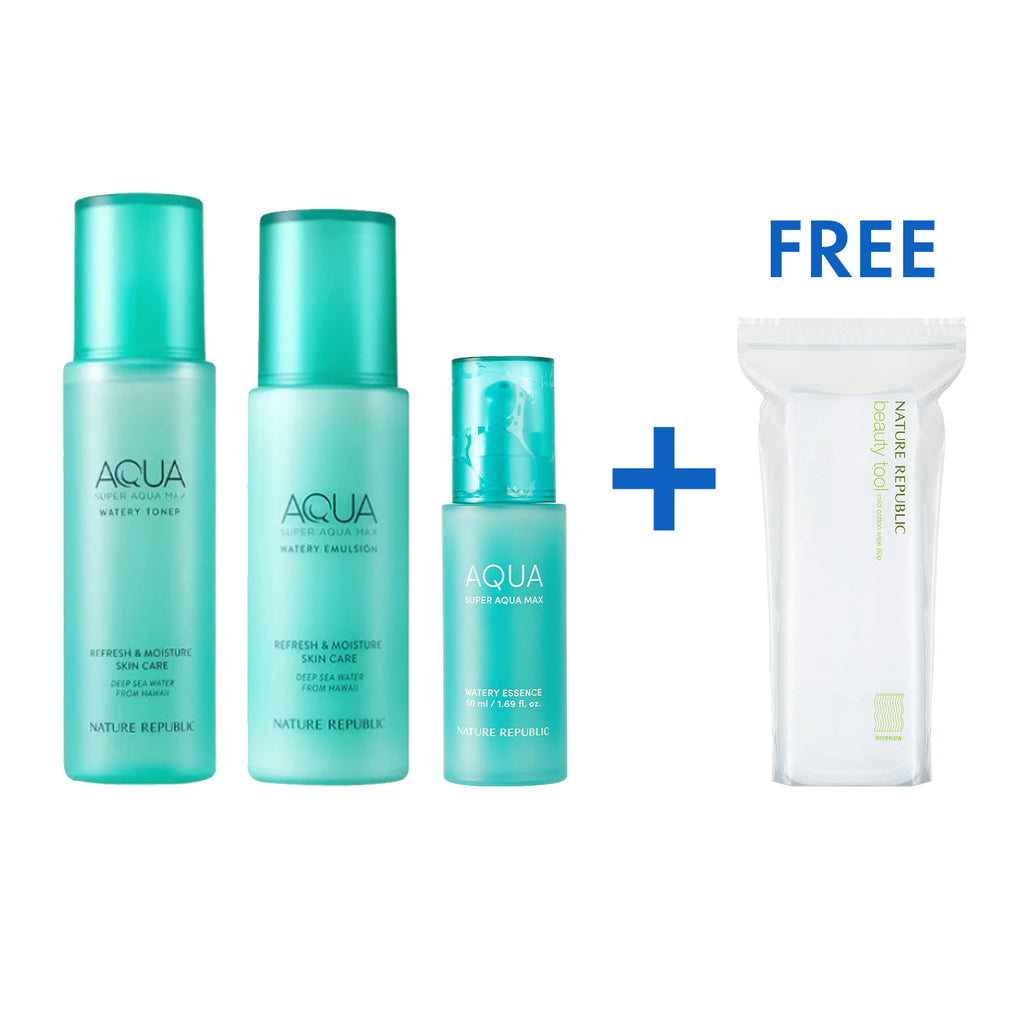 3 Step: Super Aqua Max Watery Trio Set (FREE Cotton Pads) – Nature
