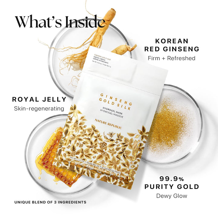 Nature Republic Ginseng Gold Silk Hydrogel Mask 4ea - Nature Republic