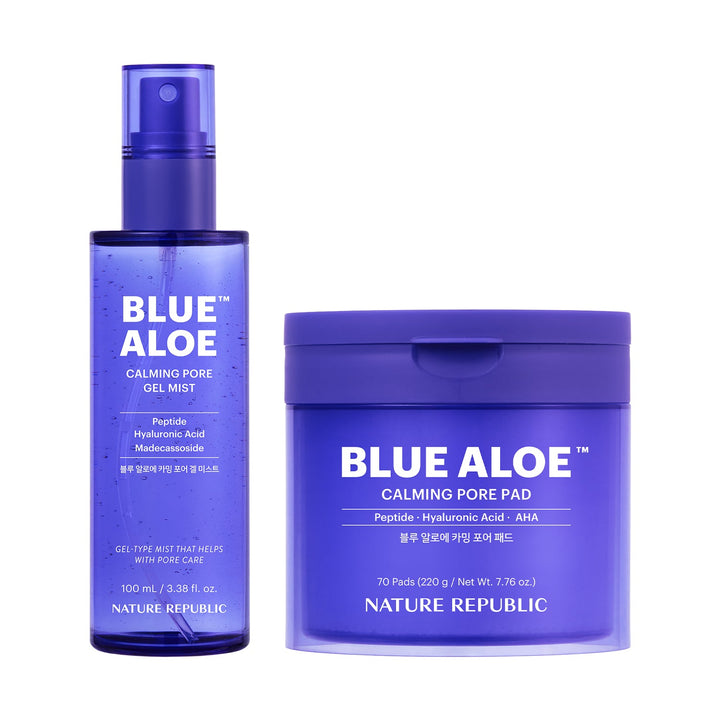 Blue Aloe Calming Pore Pad &amp; Gel Mist Duo - Nature Republic