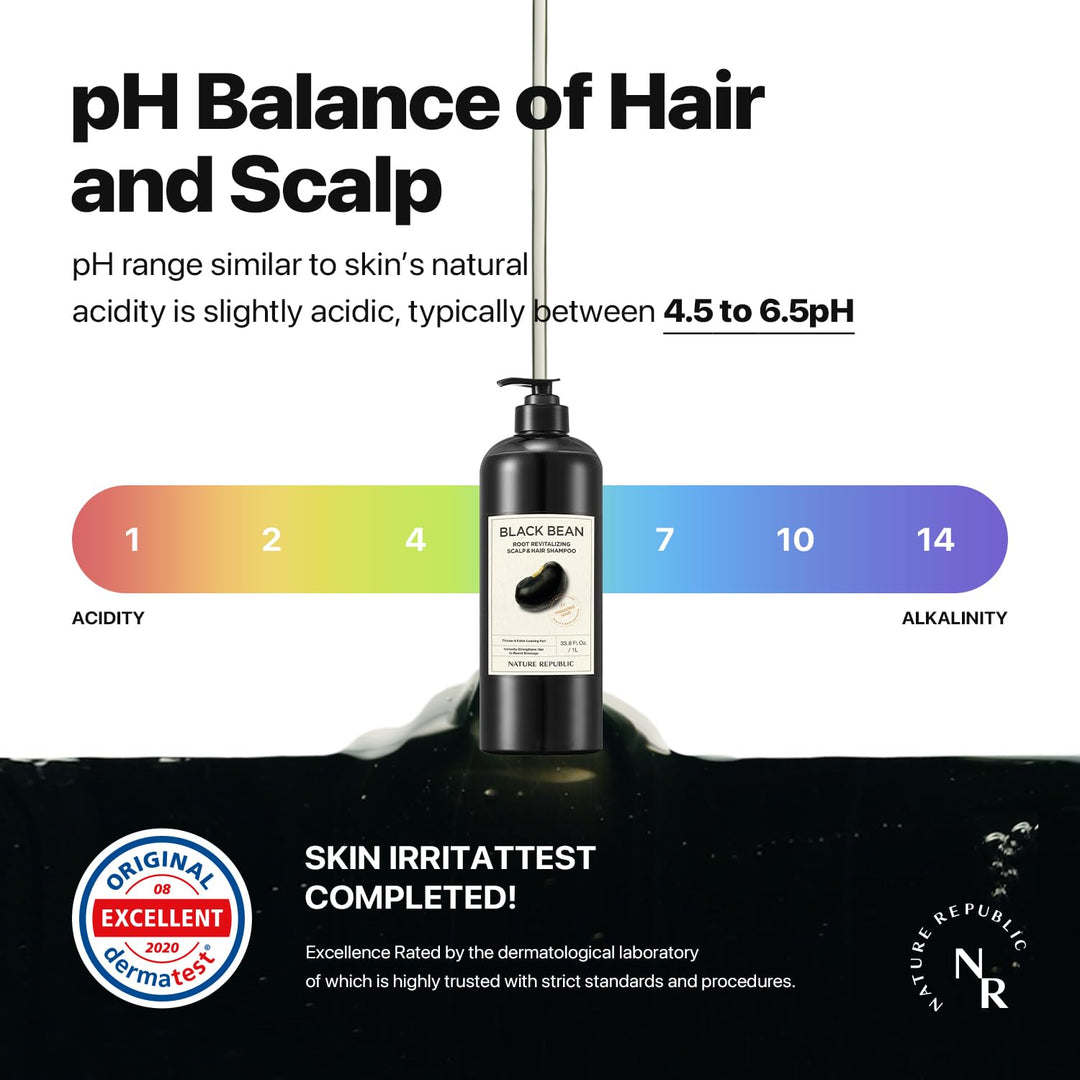 Black Bean Revitalizing Scalp Anti-Hair Loss Hair Shampoo (1000ml) - Nature Republic