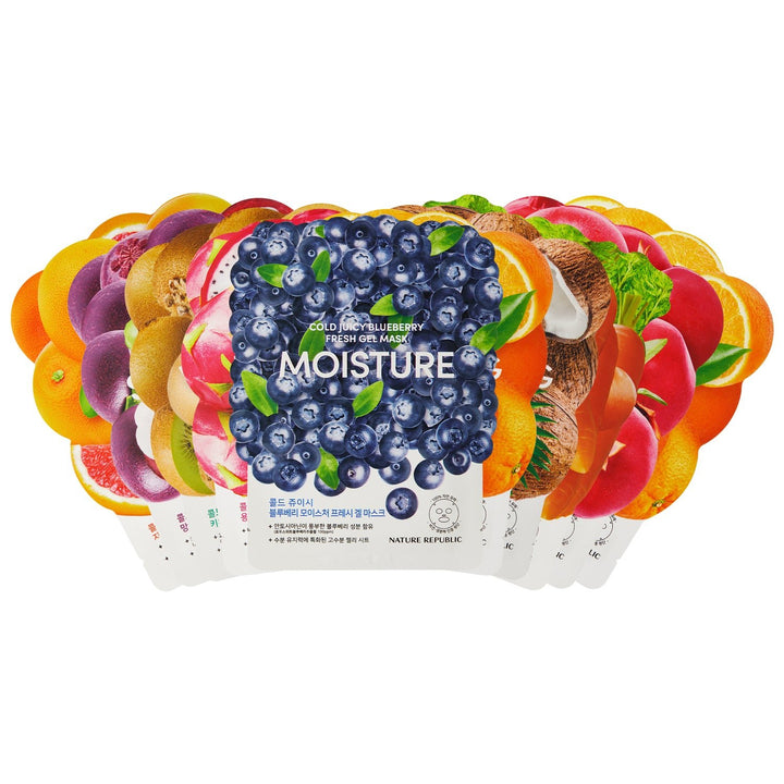 Nature Republic Cold Juicy Fresh Gel Mask Sheet Variety 10-Pack - Nature Republic