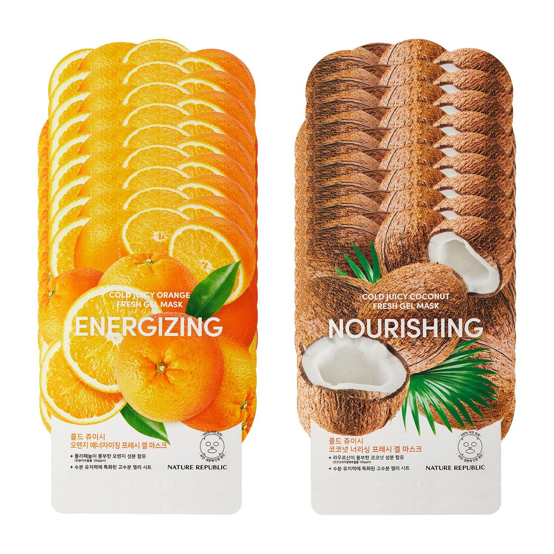 Cold Juicy Fresh Gel Mask Energizing & Nourishing Bundle Set (20-Pack) - Nature Republic