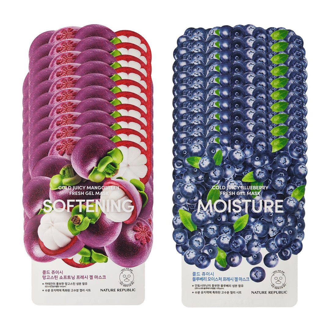 Cold Juicy Fresh Gel Mask Softening & Moisturizing Bundle Set (20-Pack) - Nature Republic