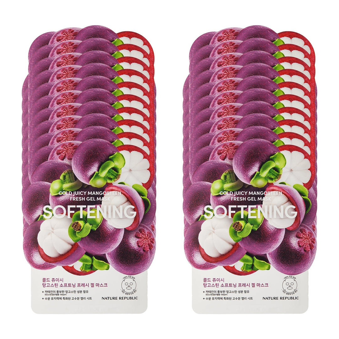 Cold Juicy Fresh Gel Mask Sheet Mangosteen Softening Bundle Set (20-Pack) - Nature Republic