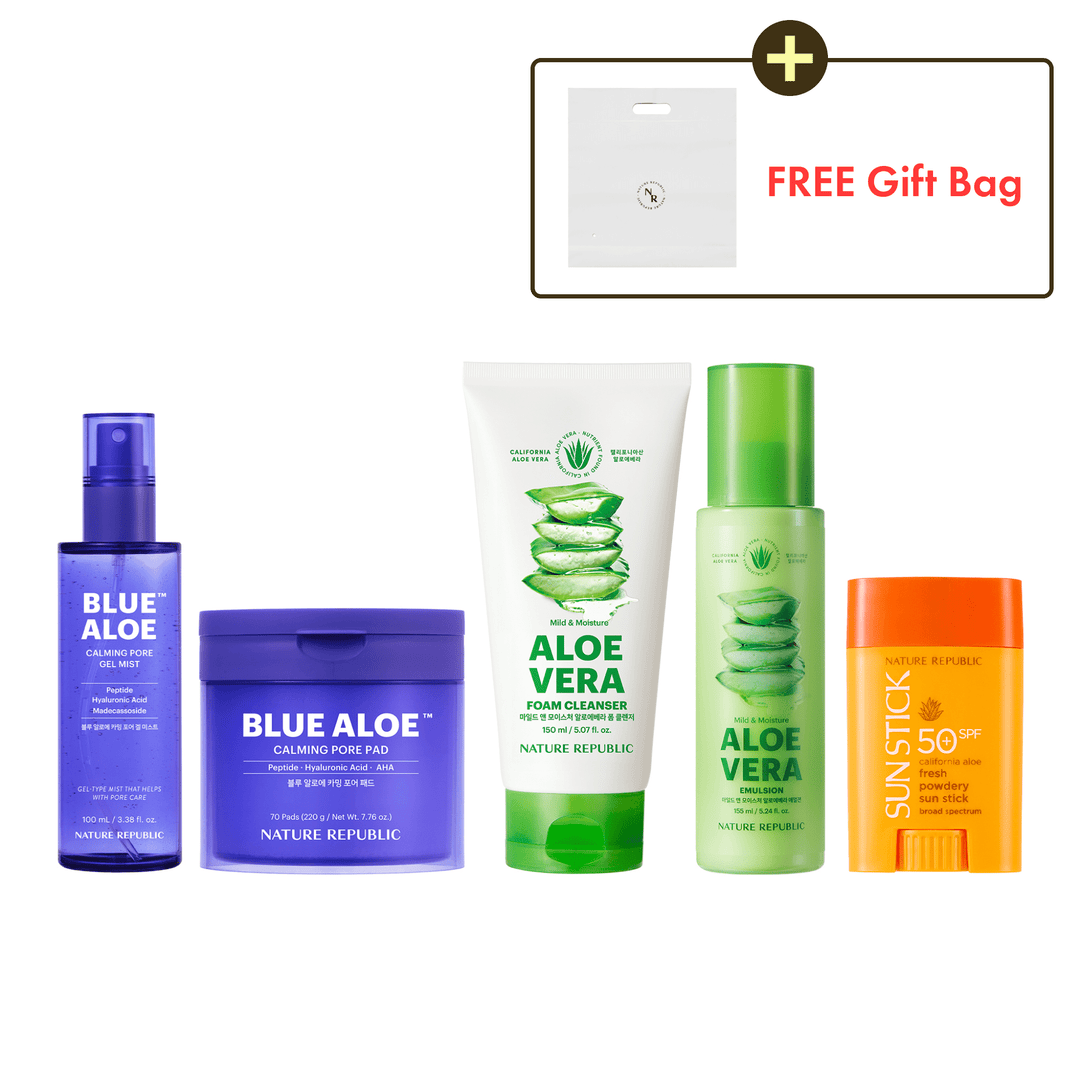 Holiday Gift Set: Aloe Vera 5-Step Routine Set [Free Gift Bag with Purchase] - Nature Republic