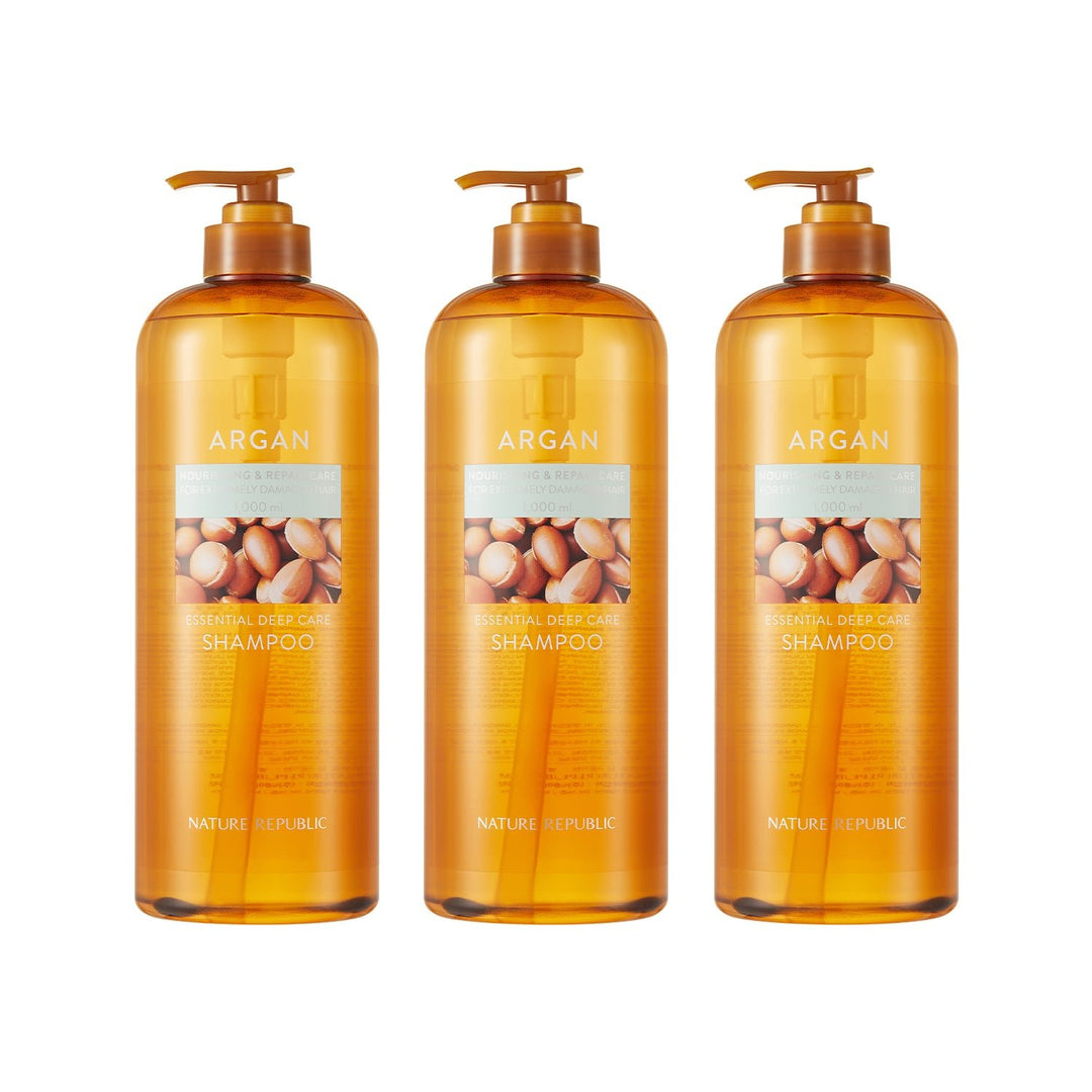 Argan Essential Deep Care Jumbo Shampoo Triple Value Set - Nature Republic