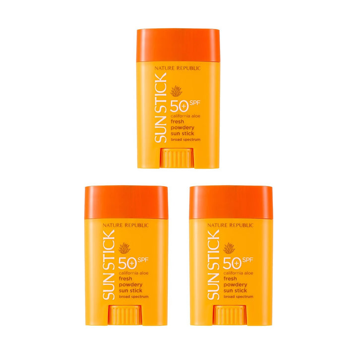 California Aloe Fresh Powdery Sun Stick Broad Spectrum SPF50+ Triple Value Set - Nature Republic
